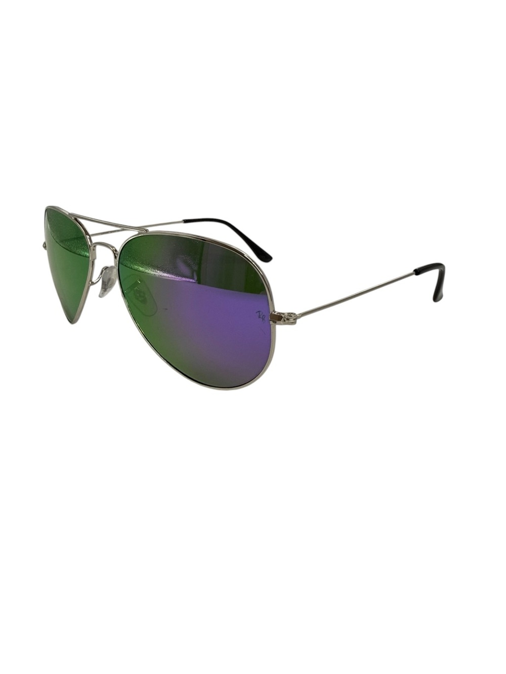 Ray-Ban Silver large metal Aviator Sunglasses Purple Mirrored Lenses RB 3025
